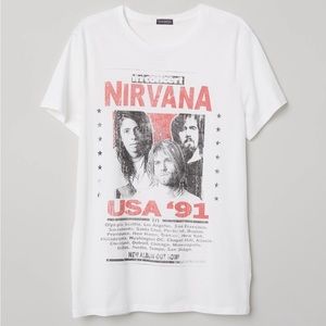 🔮3/$24 SALE🔮 H&M Divided Nirvana USA 91 Graphic Tee Shirt Unisex Small